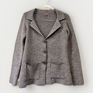 Cocogio Italian Wool Blazer Sweater Womens S Gray Classic Business Office Siren